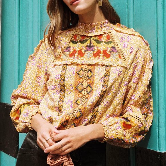 Anthropologie Tops - ❌SOLD❌ANTHRO Maeve Goldie Embroidered Blouse 2